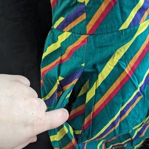 Modcloth Green Colorful Stripped Midi Skirt